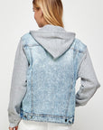 Blue Age Women's Denim  Jacket with Fleece Hoodie