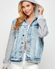 Blue Age Women's Denim  Jacket with Fleece Hoodie