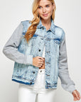 Blue Age Women's Denim  Jacket with Fleece Hoodie