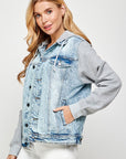 Blue Age Women's Denim  Jacket with Fleece Hoodie