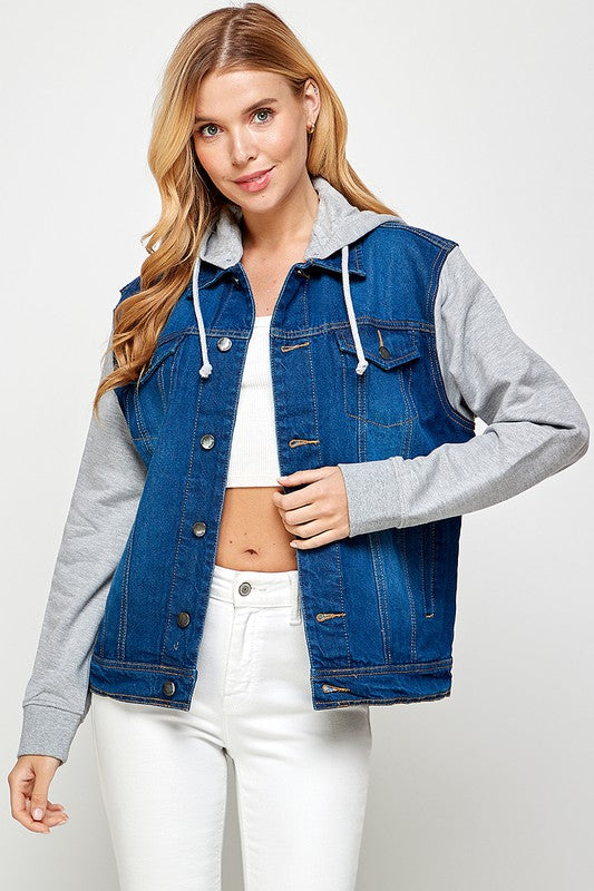 Blue Age Women's Denim  Jacket with Fleece Hoodie - Online Only