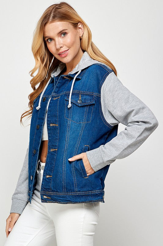 Blue Age Women's Denim  Jacket with Fleece Hoodie - Online Only