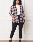 PLUS Plaid Contrast Elbow Patch Cardigan