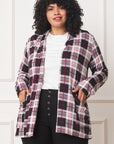 PLUS Plaid Contrast Elbow Patch Cardigan