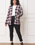 PLUS Plaid Contrast Elbow Patch Cardigan