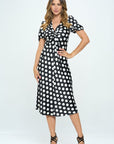 Renee C. Stretch Satin Polka Dot Print Midi Dress