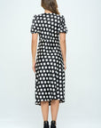 Renee C. Stretch Satin Polka Dot Print Midi Dress