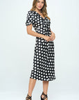 Renee C. Stretch Satin Polka Dot Print Midi Dress