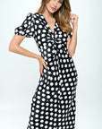 Renee C. Stretch Satin Polka Dot Print Midi Dress