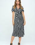 Renee C. Stretch Satin Polka Dot Print Midi Dress