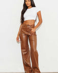 Vegan Leather Wide Leg Pants