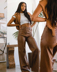 Vegan Leather Wide Leg Pants