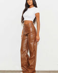 Vegan Leather Wide Leg Pants