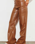 Vegan Leather Wide Leg Pants