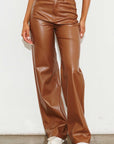 Vegan Leather Wide Leg Pants