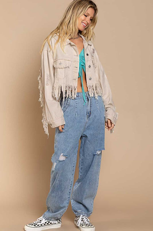 POL Plus Size Fringe Jacket