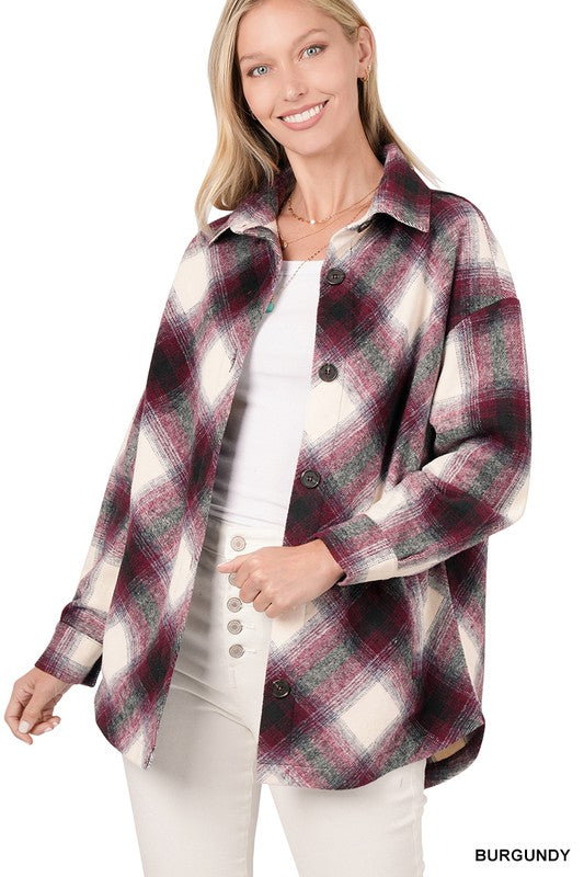 Zenana Yarn Dyed Plaid Shacket - Online Only