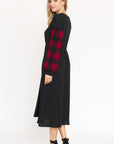 PLUS Knit Bishop Sleeve Tea Length Dress