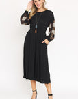 PLUS Knit Bishop Sleeve Tea Length Dress