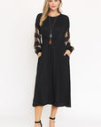 PLUS Knit Bishop Sleeve Tea Length Dress