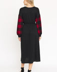 PLUS Knit Bishop Sleeve Tea Length Dress