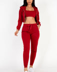 Cropped Cami with Zip-up Jacket and Joggers Set