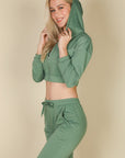 Cropped Cami with Zip-up Jacket and Joggers Set