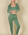 Cropped Cami with Zip-up Jacket and Joggers Set