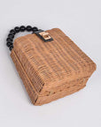 Beads Handle Straw Structure Clutch Swing Bag