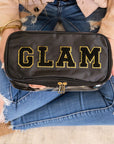 Black Glam Clear Cosmetic Fold Flat Makeup Bag