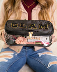 Black Glam Clear Cosmetic Fold Flat Makeup Bag