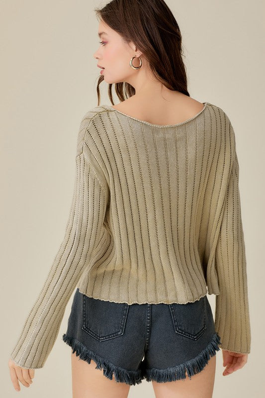 Mustard Seed V-Neck Crop Sweater - Online Only