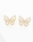 Crystal Butterfly Earrings Gold