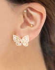 Crystal Butterfly Earrings Gold