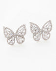 Crystal Butterfly Earrings Silver