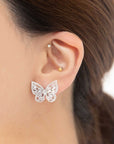 Crystal Butterfly Earrings Silver