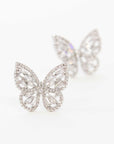 Crystal Butterfly Earrings Silver