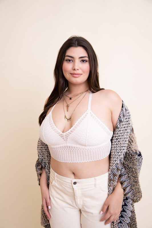 Leto Accessories Plus Size Ribbed Lace Boho Racerback Bralette – My  Pampered Life Seattle