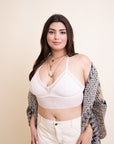 Leto Accessories Plus Size Ribbed Lace Boho Racerback Bralette