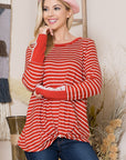 Front Twist Stripe Knit Top