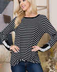 Front Twist Stripe Knit Top