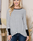 Front Twist Stripe Knit Top