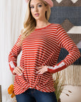 Front Twist Stripe Knit Top