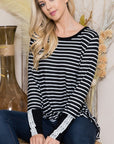 Front Twist Stripe Knit Top