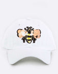 Large Sequin Embroidered Bee Patch Cotton Cap