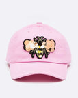 Large Sequin Embroidered Bee Patch Cotton Cap