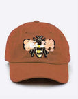 Large Sequin Embroidered Bee Patch Cotton Cap