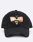 Large Sequin Embroidered Bee Patch Cotton Cap