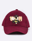 Large Sequin Embroidered Bee Patch Cotton Cap