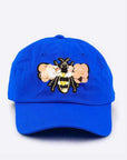 Large Sequin Embroidered Bee Patch Cotton Cap